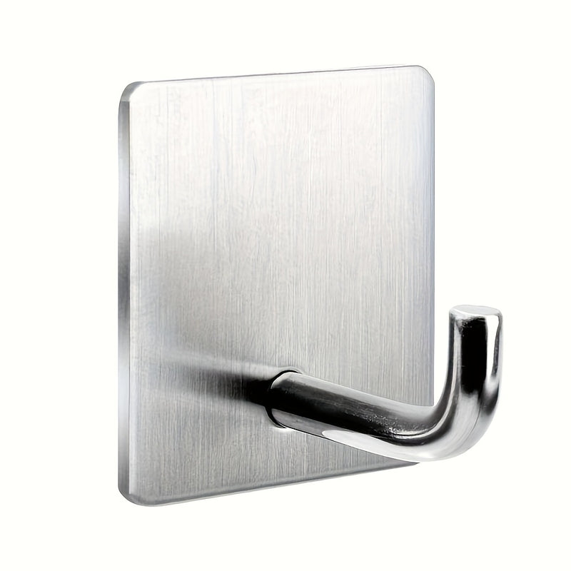 5/21pcs Ganchos Adhesivos de Acero Inoxidable, Ganchos de Pared Fuertes Sin Taladro para Baño, Cocina, Puerta, Ganchos para Toallas y Abrigos de Alta Resistencia, Estilo Contemporáneo, Ganchos de Utilidad