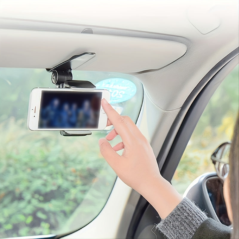 Soporte Universal para Teléfono de Coche - Soporte Giratorio de 360° en la Visera Solar para una Conducción Segura - Ajuste Seguro para Todos los Smartphone, Compatibilidad Universal
