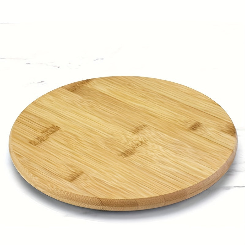 Bandeja Giratoria de Bambú Redonda, 1 ud Bandeja Giratoria de Bambú, Plato Giratorio para Comida, Para Cocina, Armarios, Mesas o Despensa, Contenedores de Condimentos, Estante de Almacenamiento Variado, Bandeja de Servir, Organizador Redondo de Madera