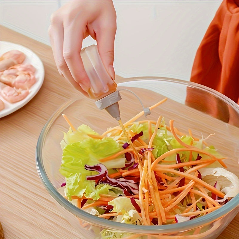 Juego de 4 Botellas Mini para Condimentos con Tapas - Tarros de Especias Portátiles para Cocina, Camping, Picnics, Escuela y Oficina - Plástico Libre de PVC, Forma Ovalada, Almacenamiento de Condimentos