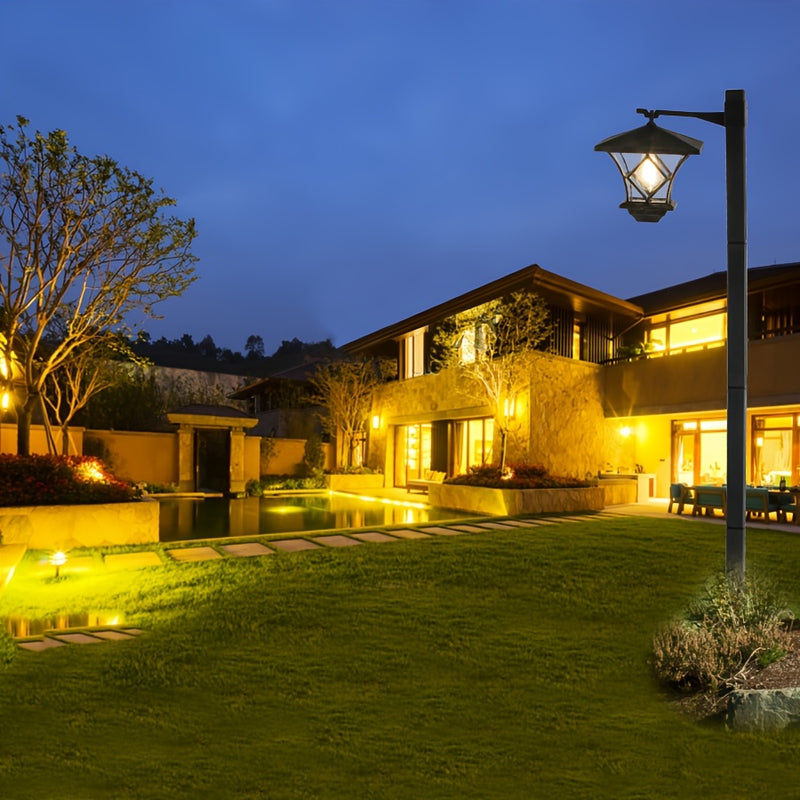 Lámparas solares para jardín de 1.7 m, negras, con paneles de vidrio transparente, plástico duradero y batería de níquel, ideales para césped, caminos y decoración de festivales, iluminación exterior | Luz exterior moderna | Plástico resistente