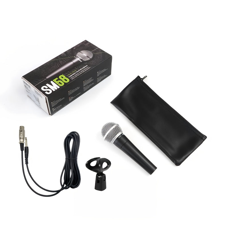 Micrófono Dinámico Profesional SM58 - Micrófono con Cable en Forma de Corazón con Conector de 6.35mm, Alimentado por DC, Adecuado para Canto en Escenario, Transmisión, Reuniones de Video, Juegos y Karaoke - Audio de Alta Calidad, Construcción Duradera, R