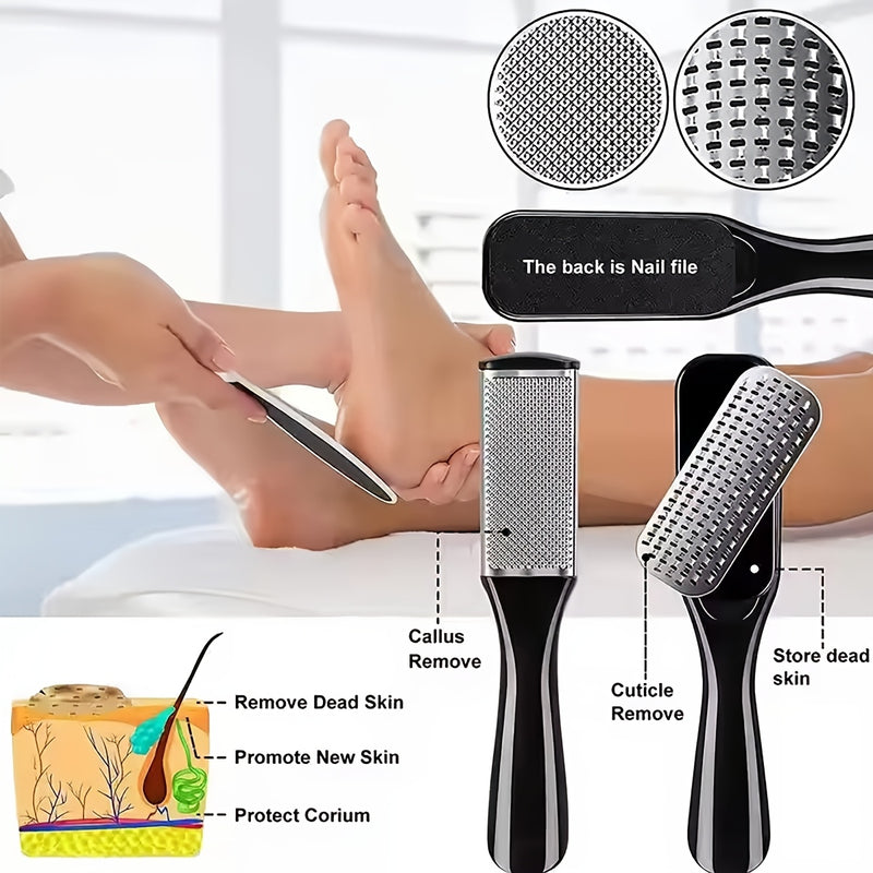 Conjunto de pedicura de alta calidad y multiusos para manos y pies, 8 piezas, molinillo de piel muerta, lima para pies, púa para piel muerta, púa para ranuras de uñas, cepillo exfoliante para pies, piedra de cuidado de pies de acero inoxidable de doble c