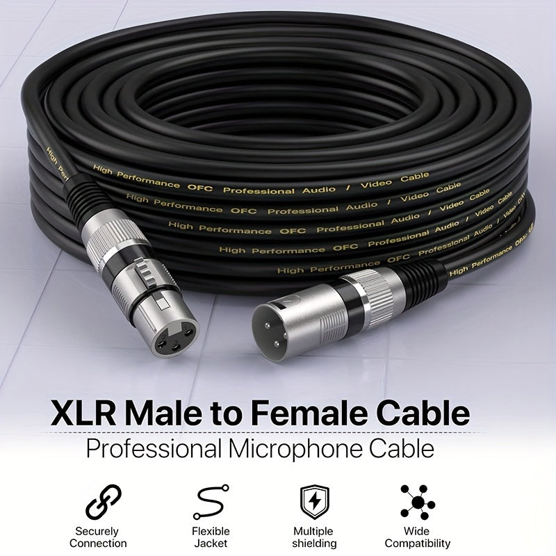 4 piezas, cable de micrófono de 7,62 metros, equipo profesional, cable XLR de alta calidad - XLR masculino a femenino para micrófono de escenario, modelo, temporada de graduación, día del padre, regalo de cumpleaños, cubierta protectora de PVC, cable de