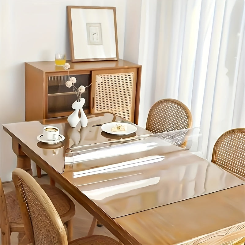 Mantel transparente de PVC de alta calidad, resistente a rayones y calor, fácil de limpiar, ideal para hogar, hotel, restaurante y mesa de café, diseño simple y moderno, 1 unidad