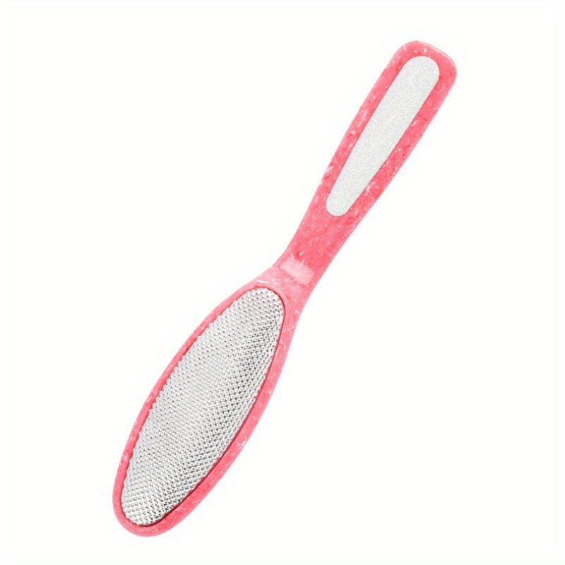 Removedor Manual & Amoladora para Pies/Manos - Cepillo Exfoliante de Doble Propósito con Mango Rosa, Sin Necesidad de Electricidad - Pedicura, Manicura, Uso en Casa o Salón - Herramienta Duradera para el Cuidado del Pie y Eliminación de Cutículas Muertas