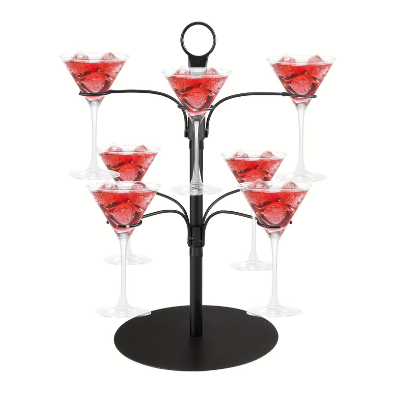 Soporte de árbol de vaso de hierro, soporte de copa de vino de cóctel para bodas, fiestas, brunch, exhibición de copa de champán con 8 ranuras colgantes
