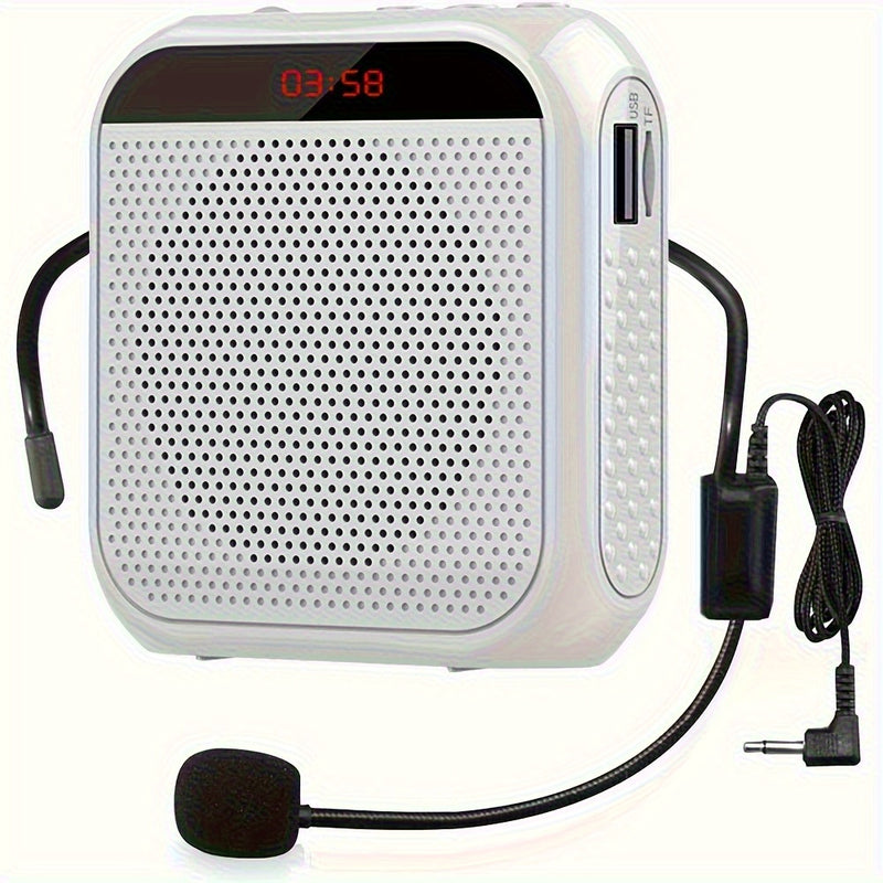 HOTU 1 micrófono portátil con amplificador de voz de alta definición, auricular con cable recargable por USB, sonido cristalino, manos libres para profesores, reuniones y guías turísticos, negro, micrófono portátil