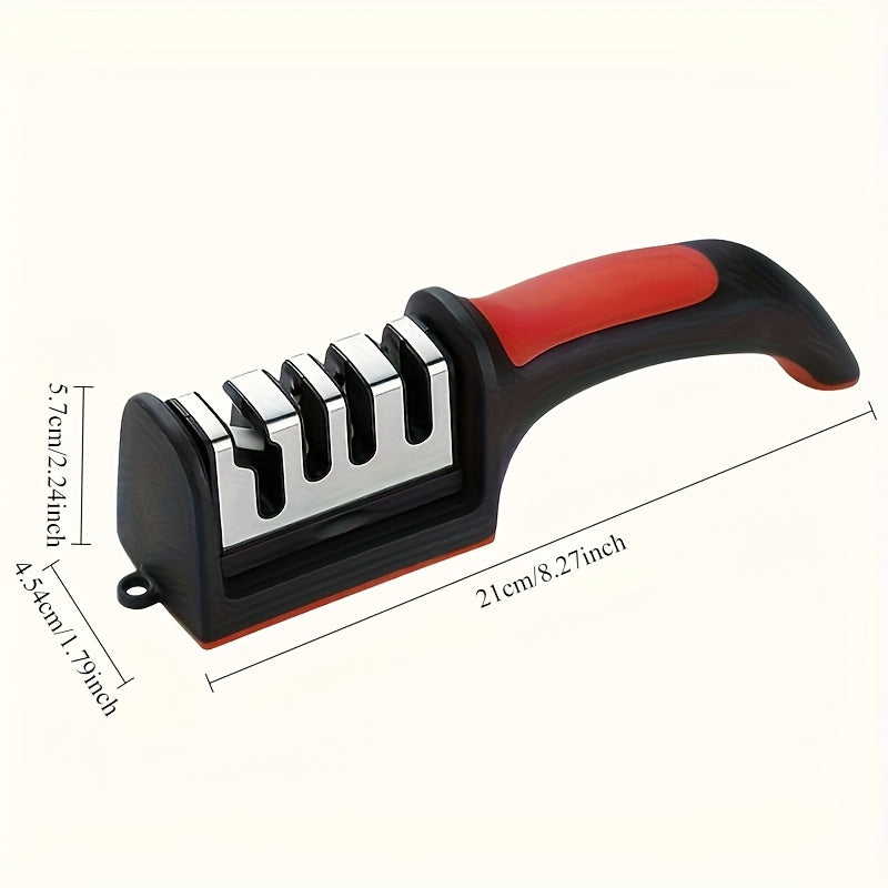 Afila cuchillos profesional de grado 4, altamente eficiente, hecho de acero tungsteno y cerámica, con piedra de afilado rápido y mango antideslizante, ideal para varios tipos de cuchillos y tijeras, suministros de cocina, artículos para el hogar en veran