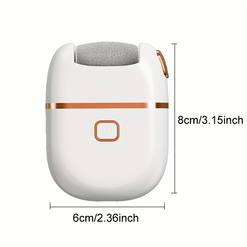 FEIYBA Eliminador Eléctrico y Lijadora de Pies - Lima de Uñas con Carga USB, 2 Velocidades (Rápido/Lento), 3 Cabezales Reemplazables, Herramienta Inalámbrica para Talones Agrietados, Manos y Pies - Diseño Blanco y Dorado, Dispositivo Profesional de Pedic