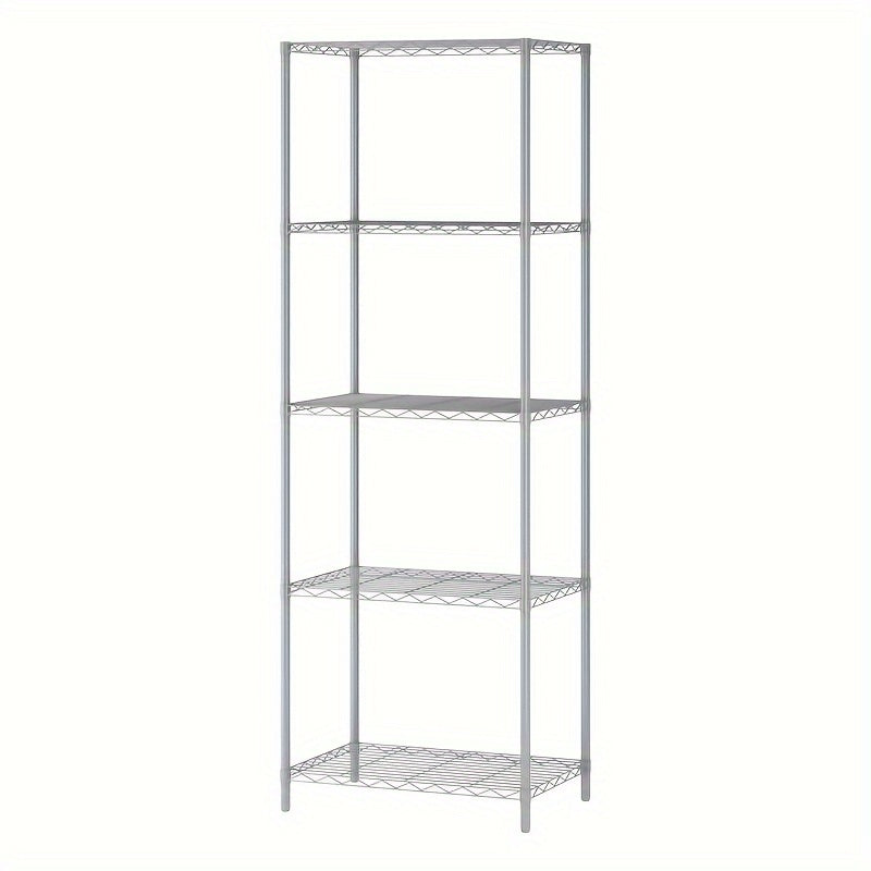 Estante de almacenamiento de metal clásico de 5 niveles, estante organizador de montaje en el piso de almacenamiento abierto para cocina, baño, dormitorio y sala de estar - Isla de almacenamiento estacionaria sin materiales de madera - Uso sin electricid