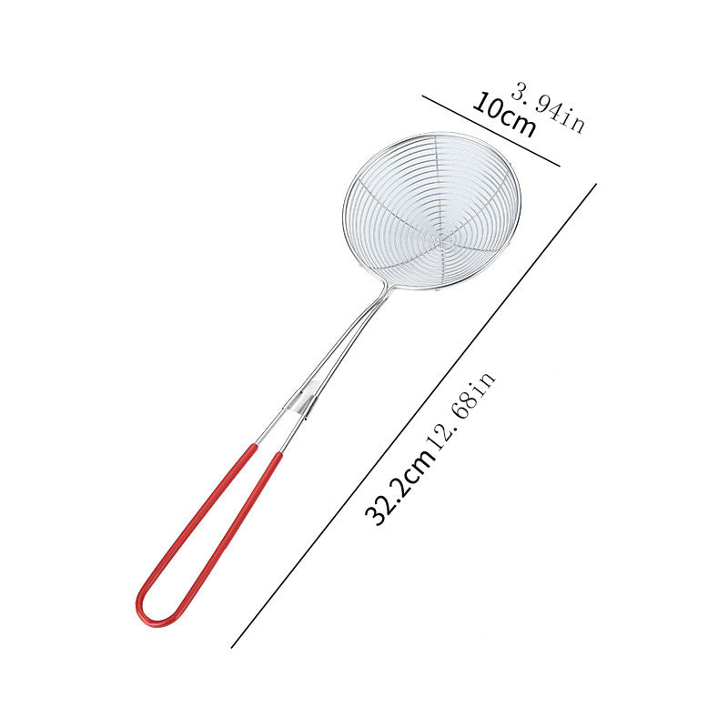 1pc Cuchara Colador de Acero Inoxidable, Cucharón de Cocina Multiusos para Olla Caliente, Tienda de Té con Leche, Escurridor de Dumplings, Uso Doméstico - Colador Metálico Duradero con Mango