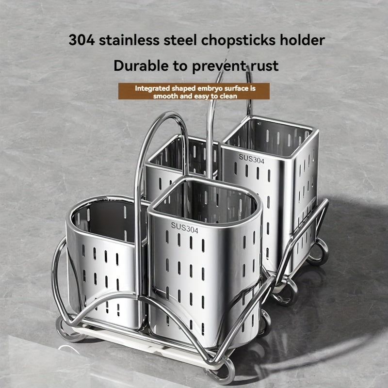 Soporte para vajilla de acero inoxidable 304, escurridor de cocina con base desmontable, organizador de cubiertos, cuchillos, tenedores y palillos, último producto del año 2025