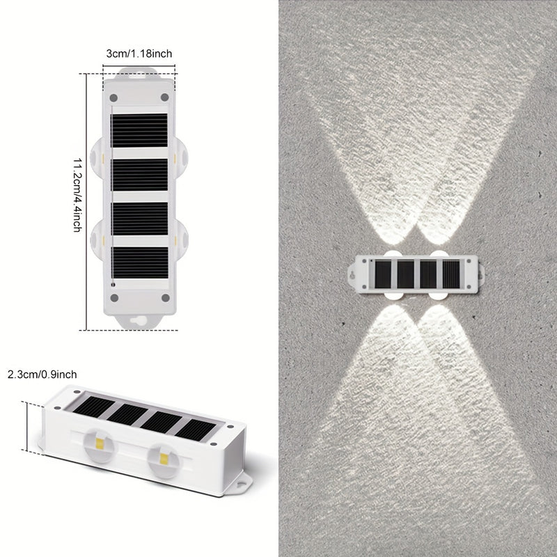 Luces solares para patio exterior (4 piezas/caja), luces de lavado de pared exterior, focos de paisaje para pared exterior de villa, luces decorativas de pared para ambiente