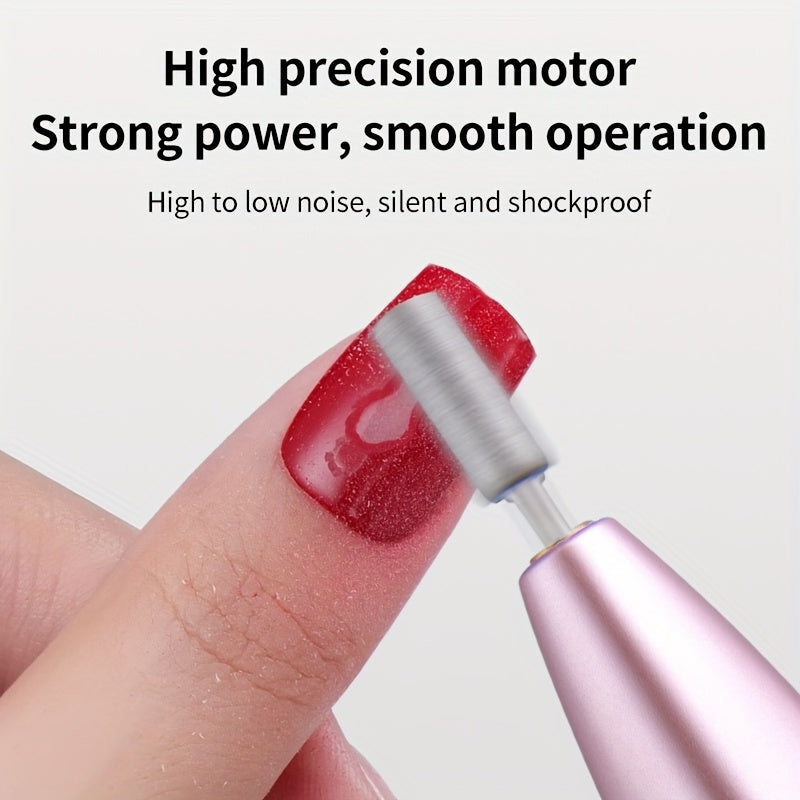 Polidor de uñas portátil, conjunto completo de polidores de uñas eléctricos con ruido estable visualizado y larga vida útil de la batería. Polidor de uñas portátil, adecuado para uso en casa y salón.