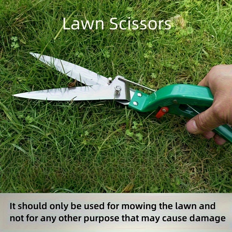 Tijeras de césped ergonómicas de acero al carbono - Tijeras de jardín de alta precisión con cuchillas dentadas, duraderas y fáciles de limpiar, no se necesitan energía eléctrica para el jardinería doméstico, cortar el césped, recortar flores, tijeras de