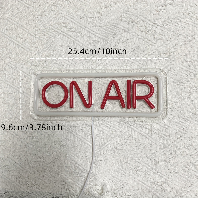 Luz de neón GOZYE On Air - Decoración de pared LED regulable para transmisiones en vivo, podcasts, bares, clubes y estudios - Alimentado por USB, fácil de instalar, marco blanco con resplandor rojo, ideal para discotecas y cuevas de hombres, luces de neó