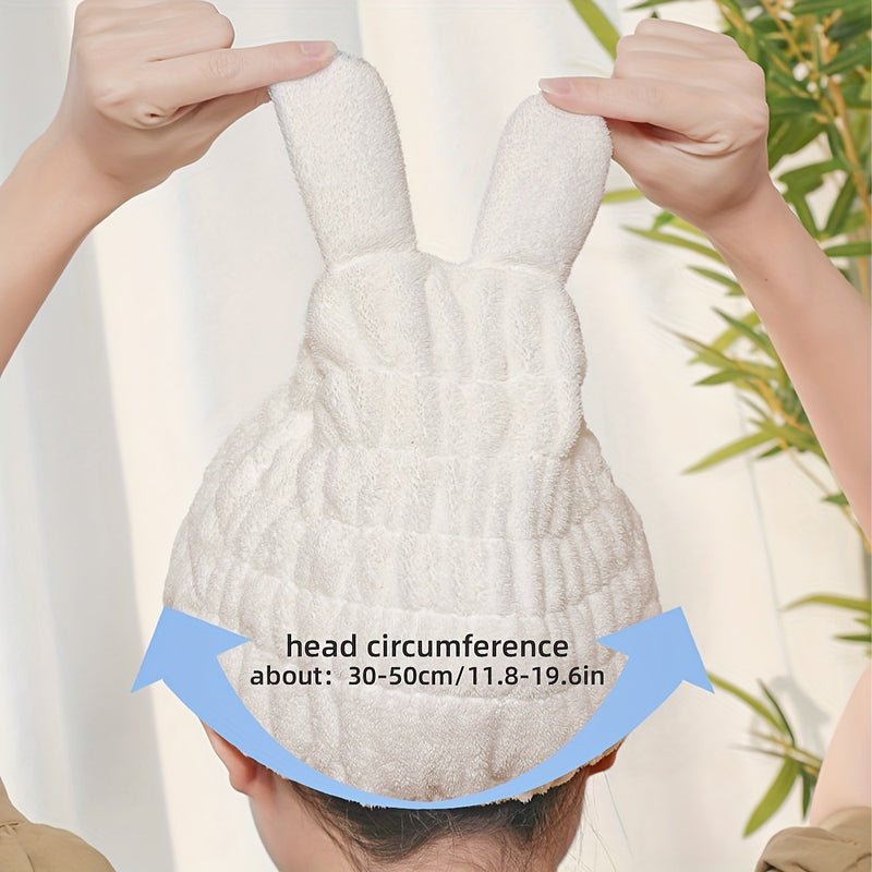 Lindo conjunto de falda de baño de oído de conejo de dibujos animados, incluyendo 1 gorra de pelo seco y 1 falda de baño, toalla de baño de niños de secado rápido suave, adecuada para niños con una altura de 80-120 cm
