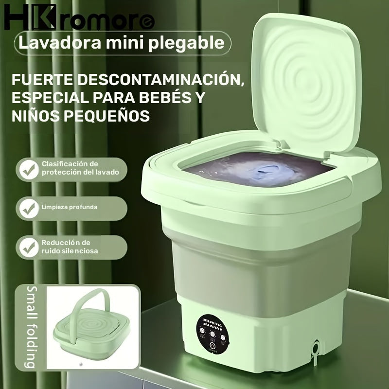HKromore 8L Lavadora Portátil Plegable con Cubeta Colapsable, 3 Modos de Esterilización Efectiva, Adecuada para Apartamentos, Lavandería, Camping, RV, Viajes, Lavado de Ropa Interior, Sujetadores y Calcetines