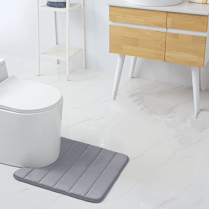 Tapete de baño en forma de U de esponja de memoria, negro, antideslizante y absorbente de agua, tapete de baño suave y lavable, decoración de baño, accesorio de baño