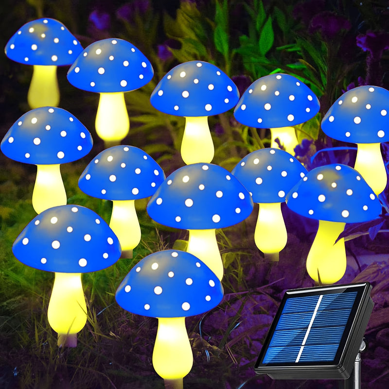 Estacas de luces solares de hongos, 12 paquetes de luces solares de hongos para exteriores, 8 modos de iluminación Luces solares de hongos para patio de jardín, césped multicolor