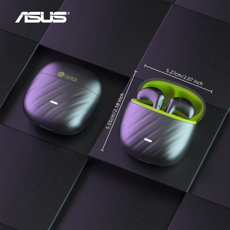 Auriculares inalámbricos Asus con micrófono, larga duración de batería y estuche de carga, ideales para juegos y música, de inserción