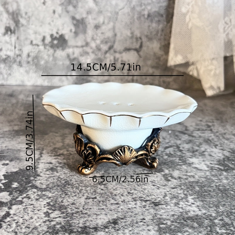 1pc Jabonera Elegante de Cerámica con Función de Drenaje - Ovalada, Antideslizante, Accesorio Decorativo para Baño, Adecuada para Hogar, Hotel y Restaurante, Dispensador de Jabón para Baño, Adecuada para Fregadero de Cocina