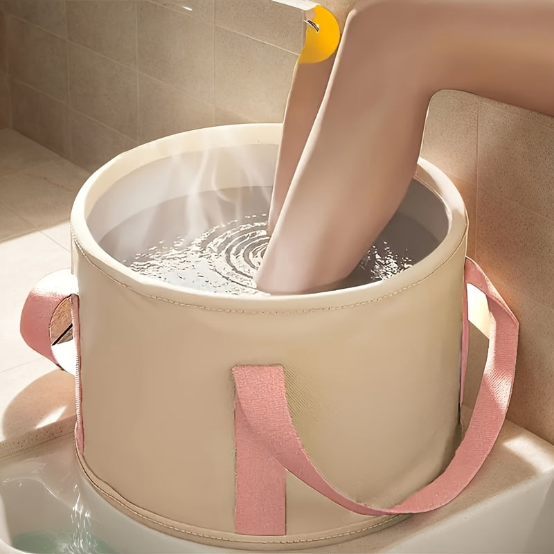 1 Pieza Bañera de Pies Portátil y Plegable de Lujo - Tubería Profunda Aislada con Asas Rosadas para Agua Fría y Caliente, Relajante para Hombres y Mujeres, Regalo Ideal para Padres, Sin Necesidad de Electricidad