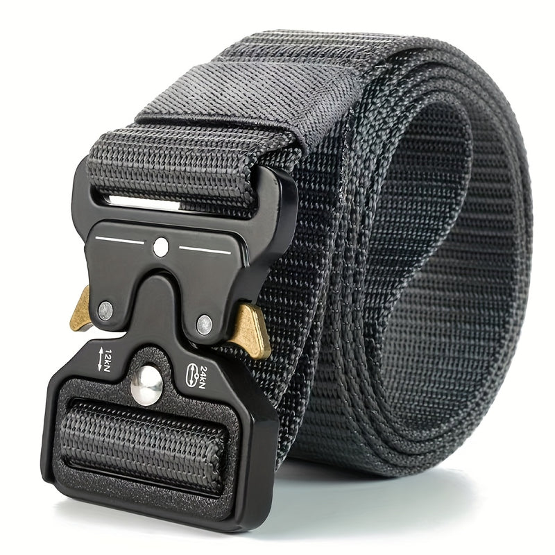 Cinturón táctico para hombre de nailon negro con hebilla automática - Material de lona resistente, ideal para actividades al aire libre y deportes, regalo perfecto para entusiastas del deporte, cinturón deportivo|Estilo táctico|Cinturón con hebilla autom