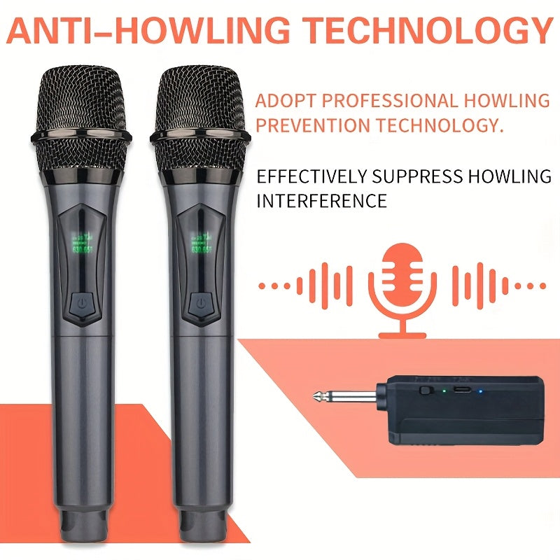 Microfono sin varillas DOSLNLYA con Receptor - Señal Estable de Largo Alcance, Carga Rápida USB-C Dual Power, Compatible con Máquinas de Karaoke, DJ, Bodas, Fiestas y Home Theater - Micrófono Profesional para Cantar, Control Funcional, Diseño Elegante, A