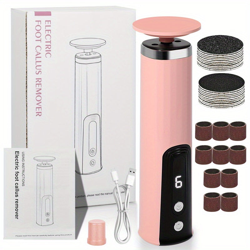 Recortador de uñas, amoladora eléctrica para pies recargable USB con 6 velocidades ajustables, rotación positiva y negativa 2 en 1, kit portátil multifuncional para cuidado diario de manos y pies, herramientas de manicura