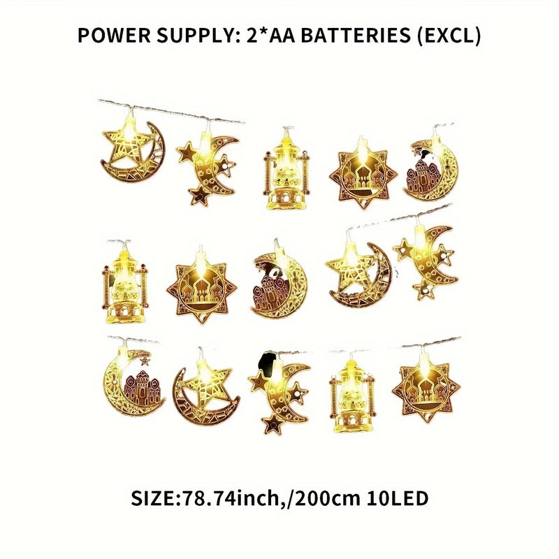 1pc Luces de Cadena LED - Alimentadas por Batería, Faroles Decorativos de Palacio con Diseño de Estrellas, Luna y Castillo para Festivales y Celebraciones, Festival Árabe de Oriente Medio, Luz Colgante, Botella
