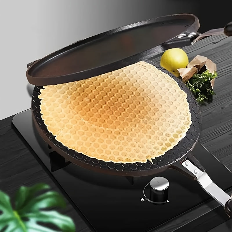 SHAON 1pc Sartén para Waffles de Mango Largo Antiadherente - Resistente a Arañazos y Óxido, Ideal para Cones de Helado DIY, Gofres, Pasteles - Fácil de Limpiar, Adecuado para Cocinas Domésticas y Comerciales, Equipo de Cocina Moderno, Superficie Easyclea