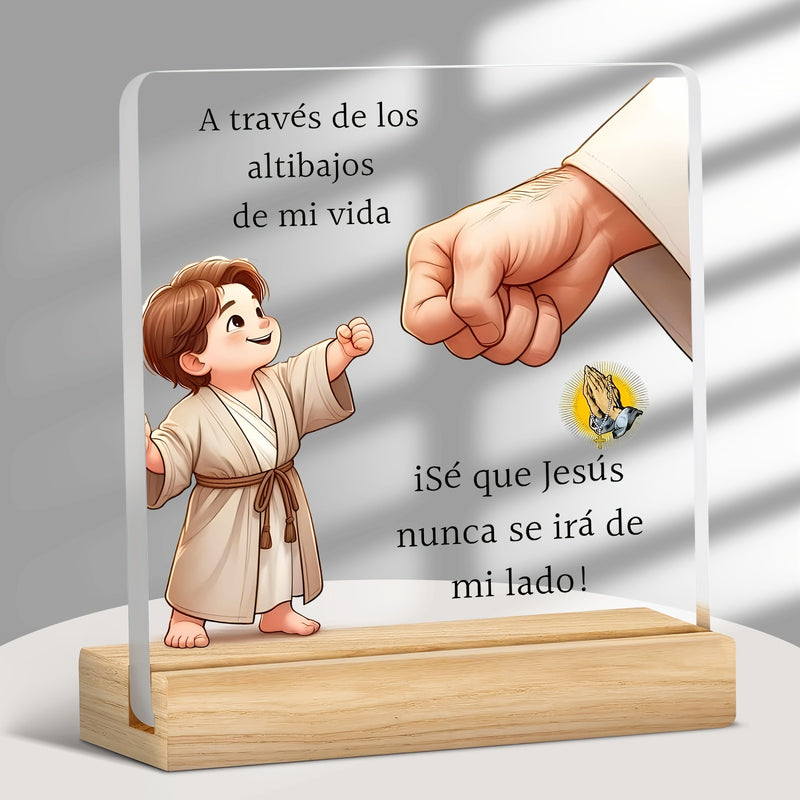 Placa decorativa plana 2D, 1 unidad, Sé que Jesús nunca me dejará, ideal para decoración del hogar u oficina, decoración de sala de oración, regalos cristianos, Día de la Madre, Día del Padre, Pascua