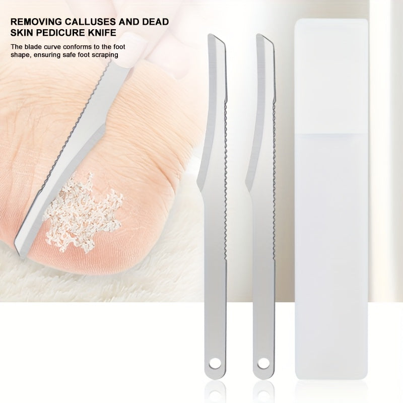 2 piezas de juego de cuidado de pies profesional de acero inoxidable, juego de belleza de pies con cortaúñas, lima de pies, eliminador de luz muerta beige, herramienta de metal para pies, sin perfume, adecuado para el hogar y el salón.