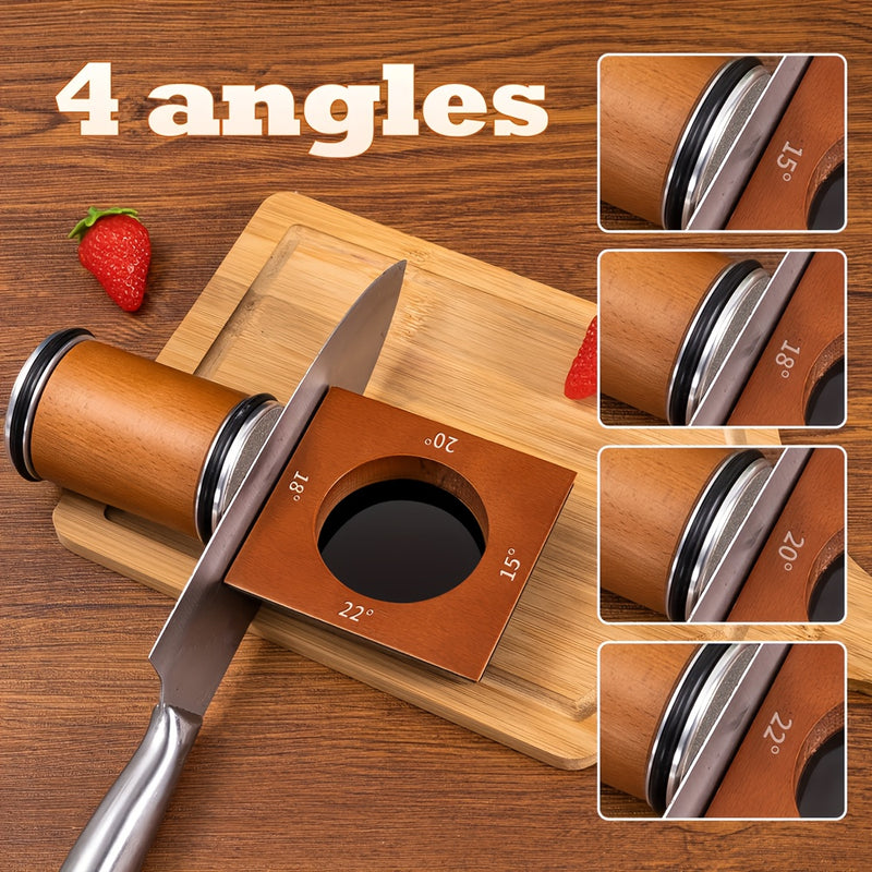 Afilar Giratorio, Soporte Magnético para Cuchillos con Piedra de Afilado Diamantada en Ángulos de 15°, 18° y 22° Herramienta Profesional de Cocina Portátil Duradera Fácil de Reemplazar, Regalo Perfecto para Navidad, Año Nuevo o Cumpleaños