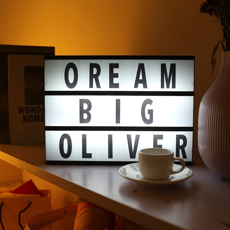 1 Pieza, Mini Caja De Luz Cinematográfica LED Decorativa, 7,87" X 5,9" (Aproximadamente 20 Cm X 15,24") - Caja De Luz Personalizada DIY Con 100 Letras, Números Y Símbolos, Cable USB Incluido, Caja De Luz Blanca Con Tarjetas De Letras, Bar De Dormitorio,