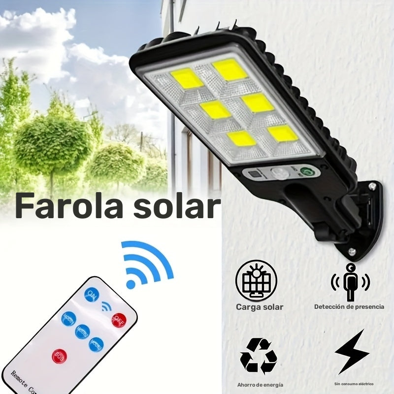 6 paquetes de lámpara solar exterior 108COB con detector de movimiento, luz de jardín, iluminación LED exterior con energía solar, luz solar para calle con sensor de movimiento