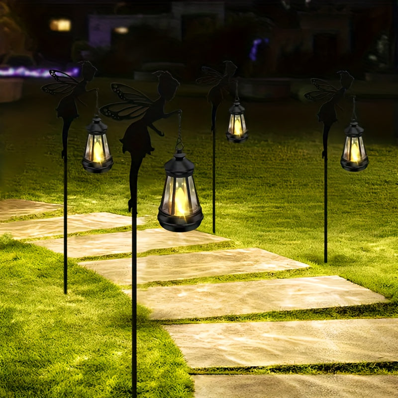 Linterna Solar de Silueta de Hada 1/2 - Luz LED Divertida para Jardín, Decoración Exterior Metálica Impermeable, Perfecta para Patio y Jardines de Rosas, Regalo Ideal para Navidad o Cumpleaños