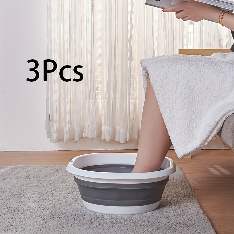 1/3pcs Bañera Plegable para Pies, Lavabo Portátil con Tapa, Cubeta Colapsable para Remojar Pies, Masajeador Portátil, Bañera de Acupresión, Adecuada para Baño, Sala o Dormitorio