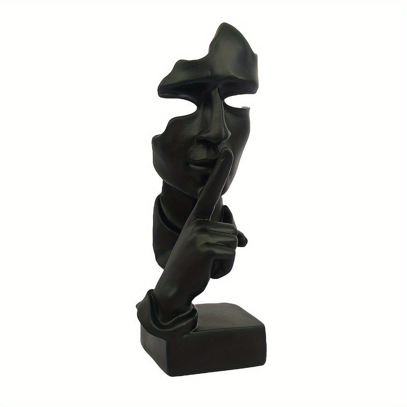 Conjunto de 3 estatuas de Pensador, Tamaño Grande El Silencio es Oro Arte Abstracto Estatua, Escucha No Diga No Moderna Decoración de Escultura de Resina para Hogar, Oficina Estudio Decoración Moderna (Negro)