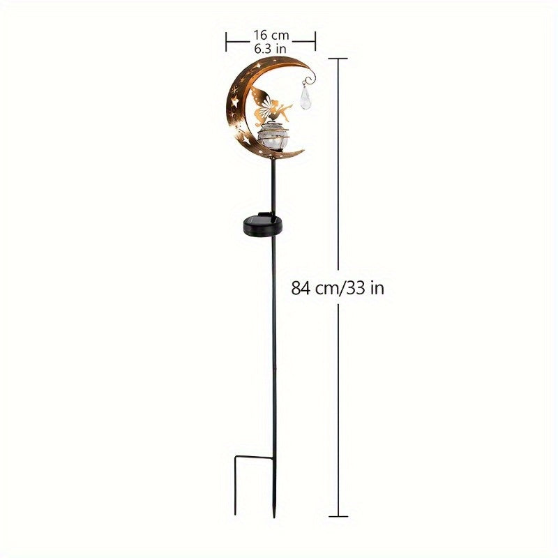 Luz de jardín lunar de hada alimentada por energía solar - Diseño caprichoso de mariposa y estrella, decoración de camino al aire libre para jardín, patio y porche, resistente a la intemperie IP65, batería de níquel cargada por energía solar, capacidad d