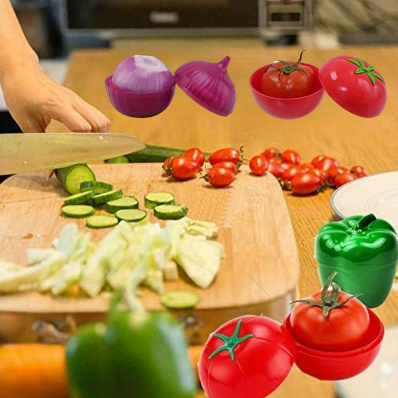 2/3 piezas, juego de contenedores de almacenamiento de alimentos de plástico reutilizable Freshsaver - Gadgets de cocina multiusos para frutas y verduras - Tapas redondas con cierre, lavado a mano