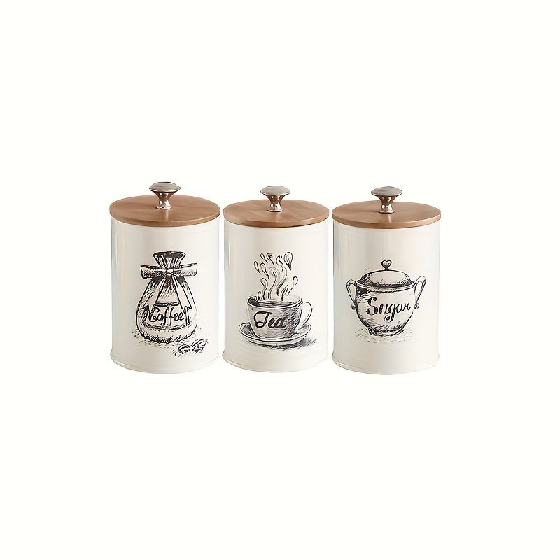 Conjunto de 3 latas para almacenar azúcar, té y café