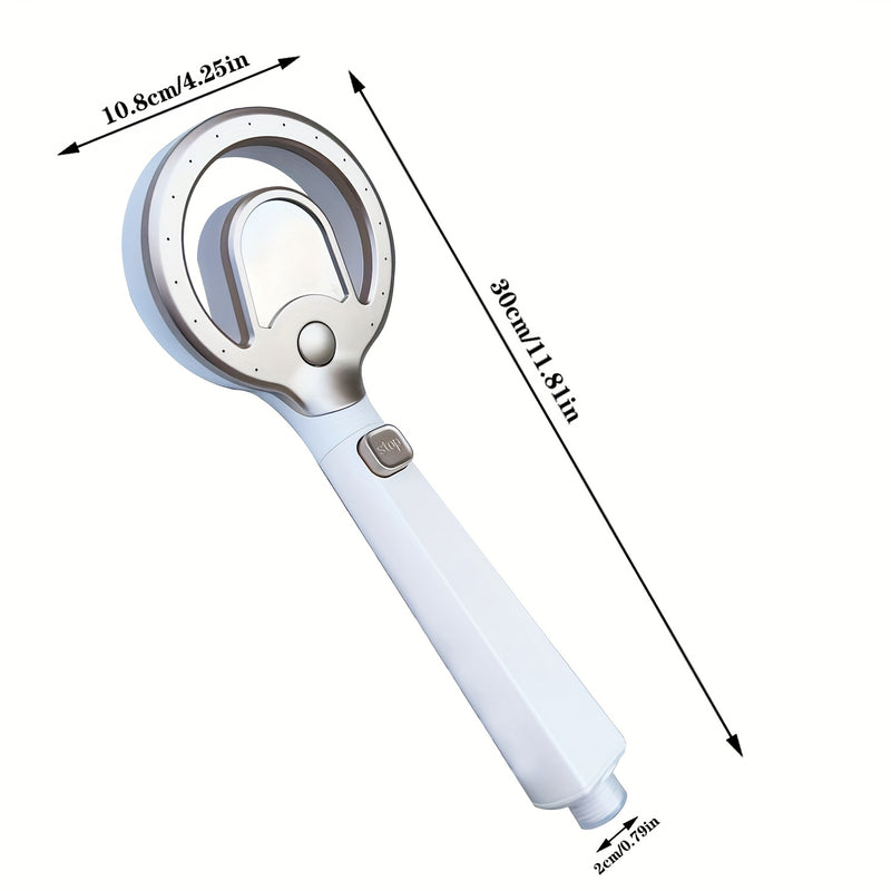 Rociador de Ducha de Anillo a Alta Presión - Cabezal de Ducha Montado en Pared de Plástico Duradero con Flujo Uniforme, Diseño Elegante Blanco para Baño y Ducha, Accesorio Moderno para el Hogar