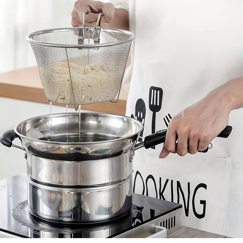 Colador plegable de acero inoxidable - Herramienta multifuncional de cocina para escurrir, filtrar y colar - Perfecto para cocinar, freír y cocinar al vapor Eid Al-Adha Mubarak