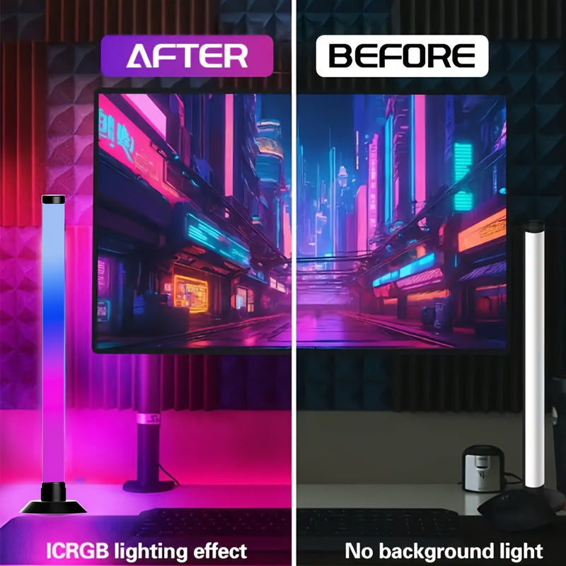2 barras de luces LED inteligentes NBBUFF para habitación, IC+RGB con control remoto y app, modo de sincronización con música dinámica, alimentación por USB, inalámbricas, cambio de color, regulables, ideales para PC, retroiluminación de TV, salón de mús