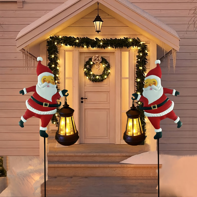 Luces Navideñas Solares - Decoración de Jardín LED Santa Claus IP44, Luces Antiguas para Hombre y Palacio, Iluminación Exterior para Césped, Patio, Caminos y Paisajismo, Ideal para Navidad y Halloween