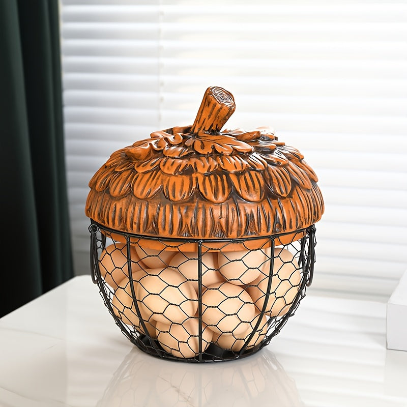 Encantadora Cesta de Almacenamiento de Cerámica con Forma de Gallina y Tapa - Organizador de Cocina Multiusos para Huevos, Frutas, Verduras y Más - Decoración Rústica de Granja, Ganchos de Utilidad