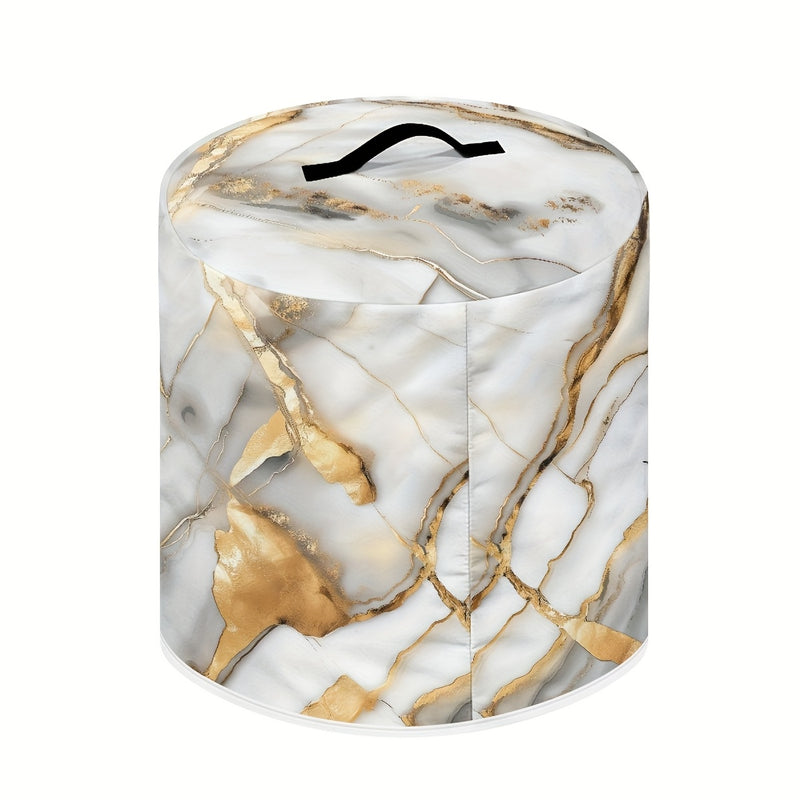 Cubierta Elegante de Textura de Mármol con Bolsillo para Instant Pot, Arrocera y Freidora de Aire - Fácil de Limpiar, Poliéster, Blanco/Dorado/Gris - Regalo de Cumpleaños Ideal para Aficionados a la Cocina Casera, Cubierta para Electrodomésticos de Cocin